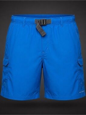 Columbia Omni-Shade Cargo Fishing Shorts Men XL Tall Blue Belted Nylon Outdoor